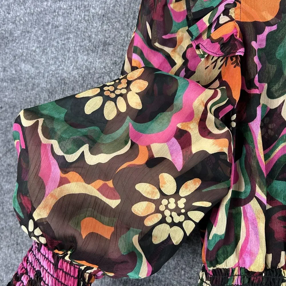 Misa Los Angeles Dress XS Gianna Floral Mini Groove Retro Multicolor Artsy Boho - Picture 10 of 16